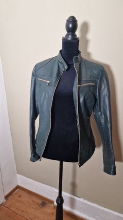 Lederjacke dunkelgrün Gr 38