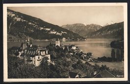 AK Spiez, Hotel Kurhaus mit Bergen, 1928