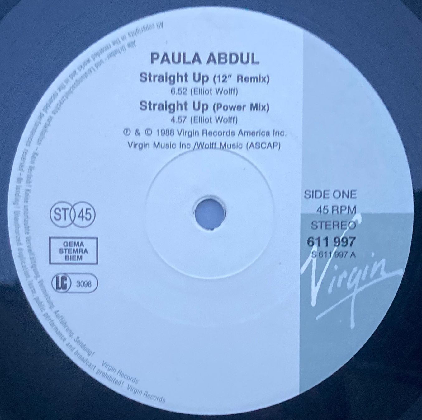 Schallplatten: PAULA ABDUL - STRAIGHT UP – Gebraucht aus Poliez-Pittet von Newtown-Records 2