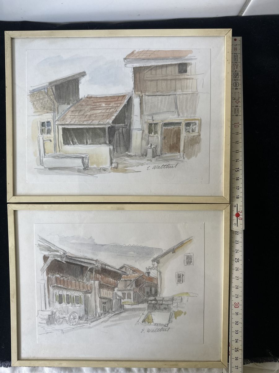 Gemälde: 2er Set Aquarelle - Gemälde von E. Walthiert – Gebraucht aus Zürich von Chaeffeler 6