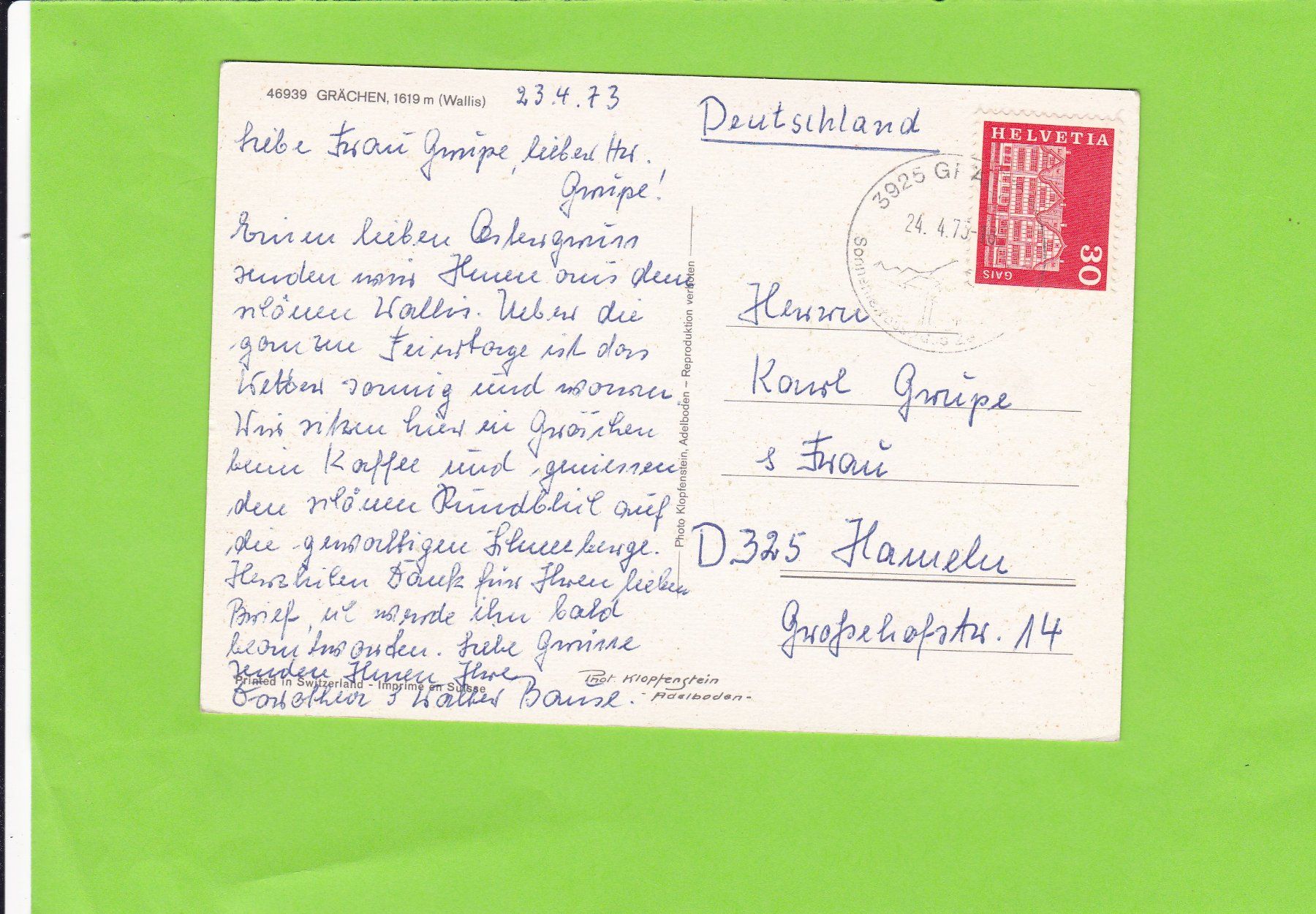 Cartoline postali: Grächen – Usato da St. Peterzell venduto da neckertal 1