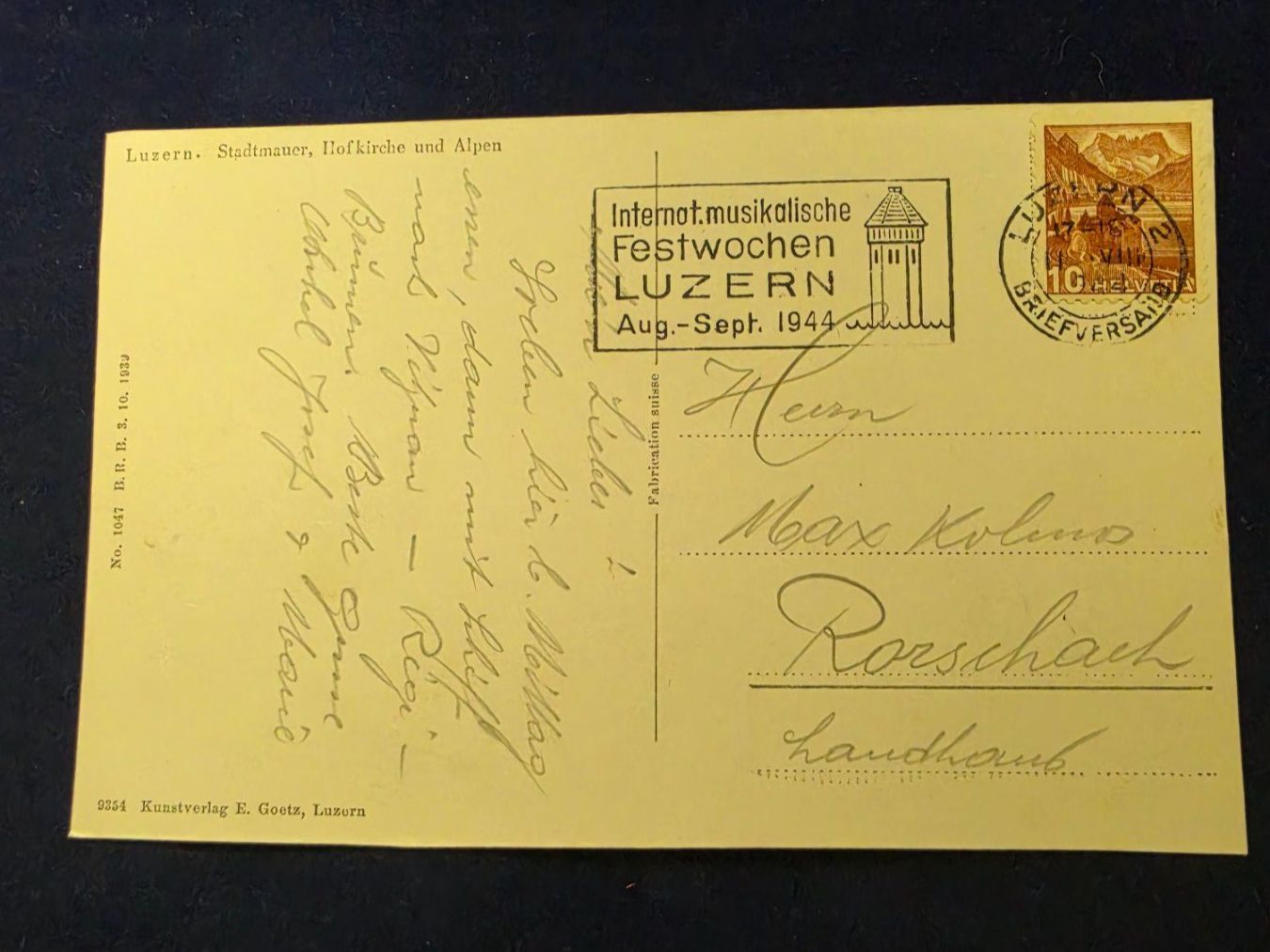 Cartoline postali: Luzern Stadtmauer und Hofkirche 1944 – Usato da Wald AR venduto da Bwaldy 1