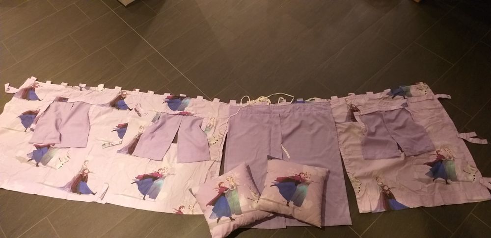 Eiskönigin Bettvorhang für Hochbett, 2 Kissen, rosa-violett