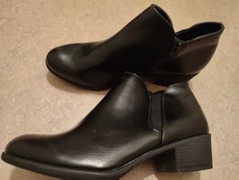 Damen Stiefeletten Gr.37 Leder schwarz