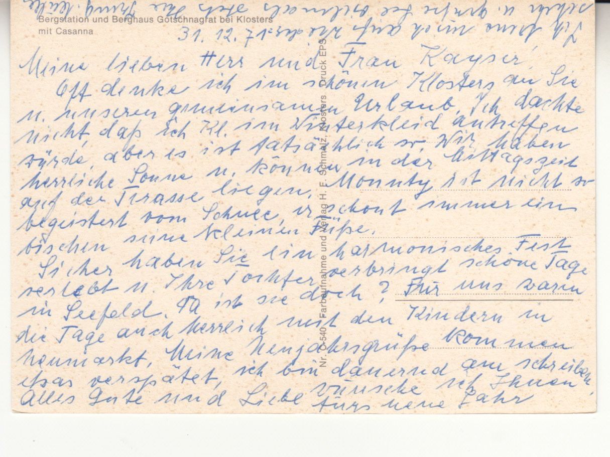 Ansichtskarten: Gotschnagrat 1971 – Gebraucht aus Bürglen TG von StampGraf 1