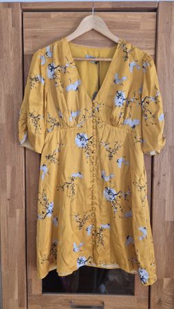 Allsaints Kleid  Gr.S Senfgelb mit Kraniche