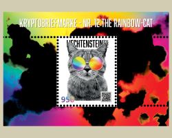 Liechtenstein Crypto Stamp Nr 12 Rainbow Cat Grün