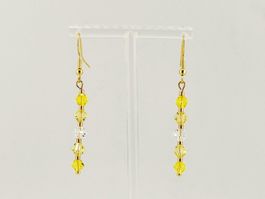 Ohrringe Swarovski Kristall in Citrin Gelb und Crystal Clear