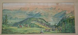 Geissenhof, Bessler, Aquarell Edelsberg, Pfronten, Allgäu D