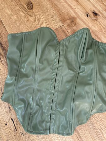Sexy Korsett Gr. S Khaki Kunstleder-Look 