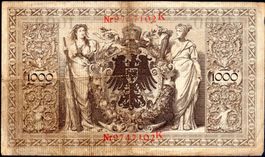 REICHSBANKNOTE EIN TAUSEND MARK BERLIN DEN 21. APRIL 1910