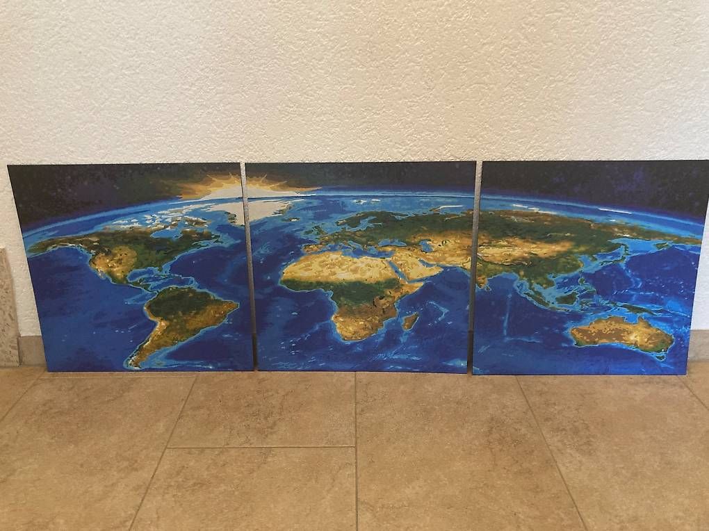 Poster & Bilder: 3-teiliges Bild/Gemälde "Unser Planet", Malen nach Zahlen – Neu (gemäss Beschreibung) aus Gelterkinden von froggy80