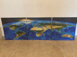 3-teiliges Bild/Gemälde "Unser Planet", Malen nach Zahlen