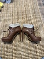Gucci ankle boots brown leather fur size 38 used