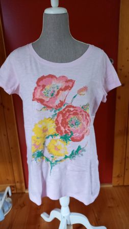 Damen T-Shirt LANDS' END Blumenprint Rosa Grösse L