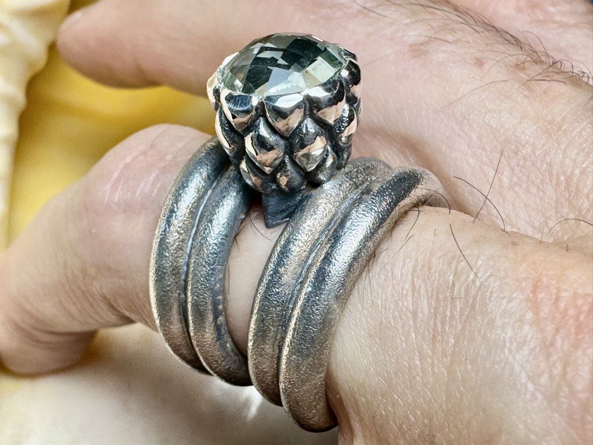 Anelli: Echter Prasiolit - Designer-Silberring  – Nuovo e nell'imballaggio originale da Jona venduto da Herzschmiede 8