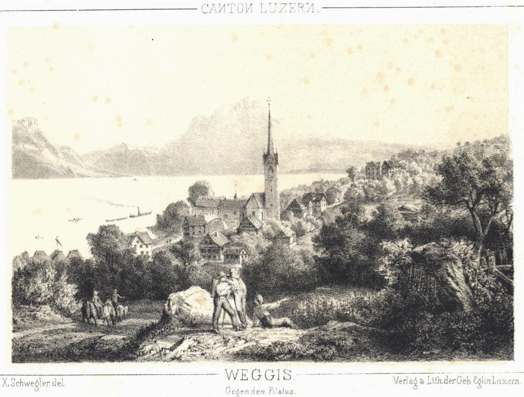 Incisioni: Weggis Tonlithographie von Schwegler – Usato da Rafz venduto da Helvet32 1
