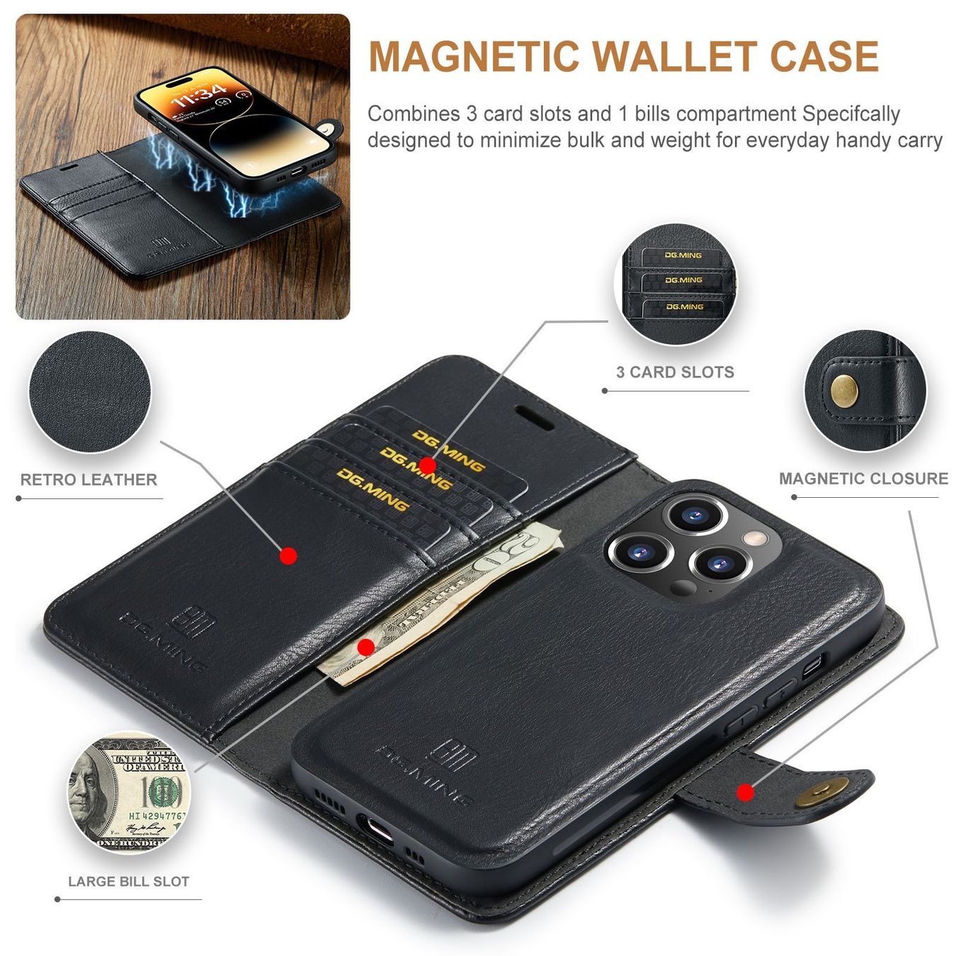 Cover & Protezioni schermo: iPhone 15 pro max - Portefeuille détachable coque solide – Nuovo e nell'imballaggio originale da Morges venduto da DigiAC 3