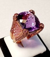 Wunderschöner Amethyst Ring, Rose Gold Optik, Grösse 57