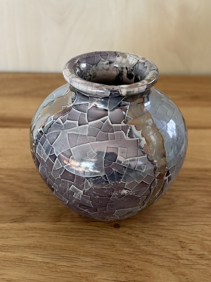 Vasi & Recipienti: Claudio Pulli italienisch irisierende Crackle Vase signiert – Usato da Wettingen venduto da Mmccl 6