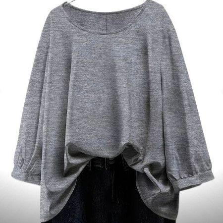 🌸✨ Boho Plus Size Shirt 1XL Grau – Elegant & Chic 🩶💫