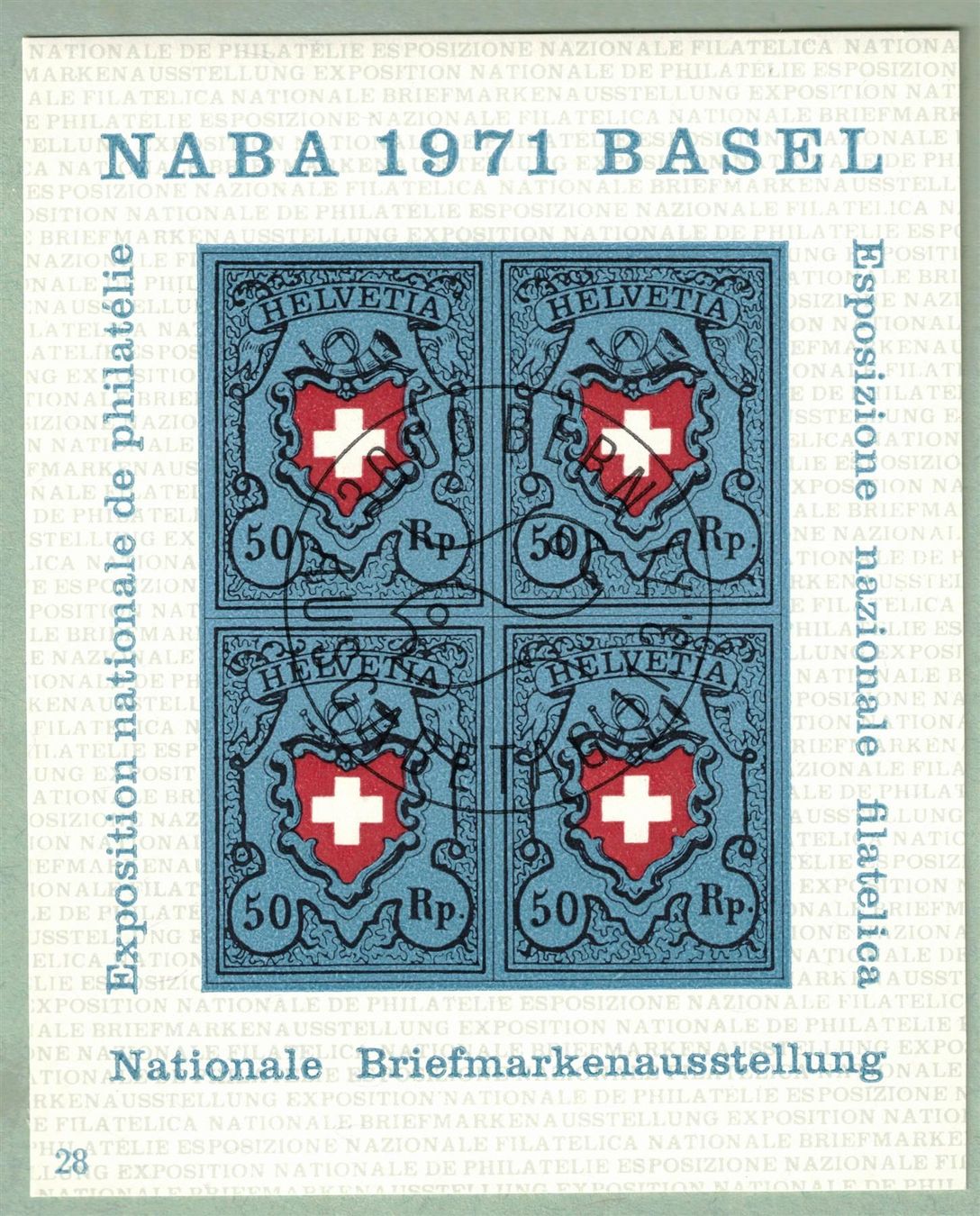 Tutti i francobolli: 5 Stk.   NABA 1971  Basel   Ersttag – Usato da Mellingen venduto da Ginger