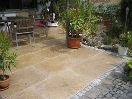Gartenplatten Naturstein TRAVERTIN NOCE antik getrommelt 3cm