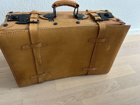 Vintage Style Echtleder Reisekoffer braun 30x45x18cm