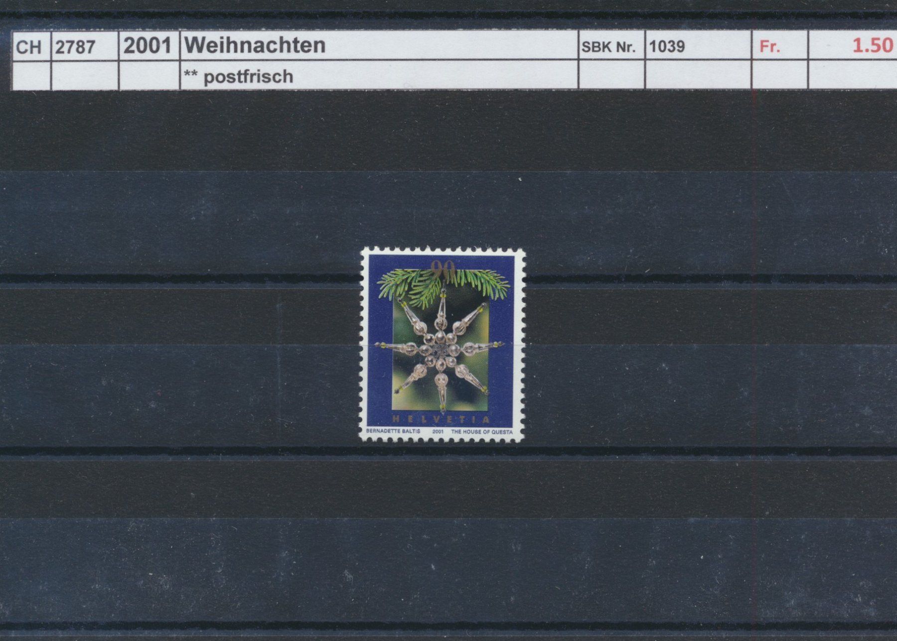 Tutti i francobolli: 2001 "Weihnachten", ** postfrisch – Nuovo (secondo la descrizione) da Winterthur venduto da Zupogeru