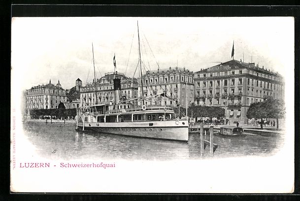 Cartoline postali: Luzern, Dampfer am Schweizerhofquai, Hot – Usato da Berlin venduto da bartko-reher