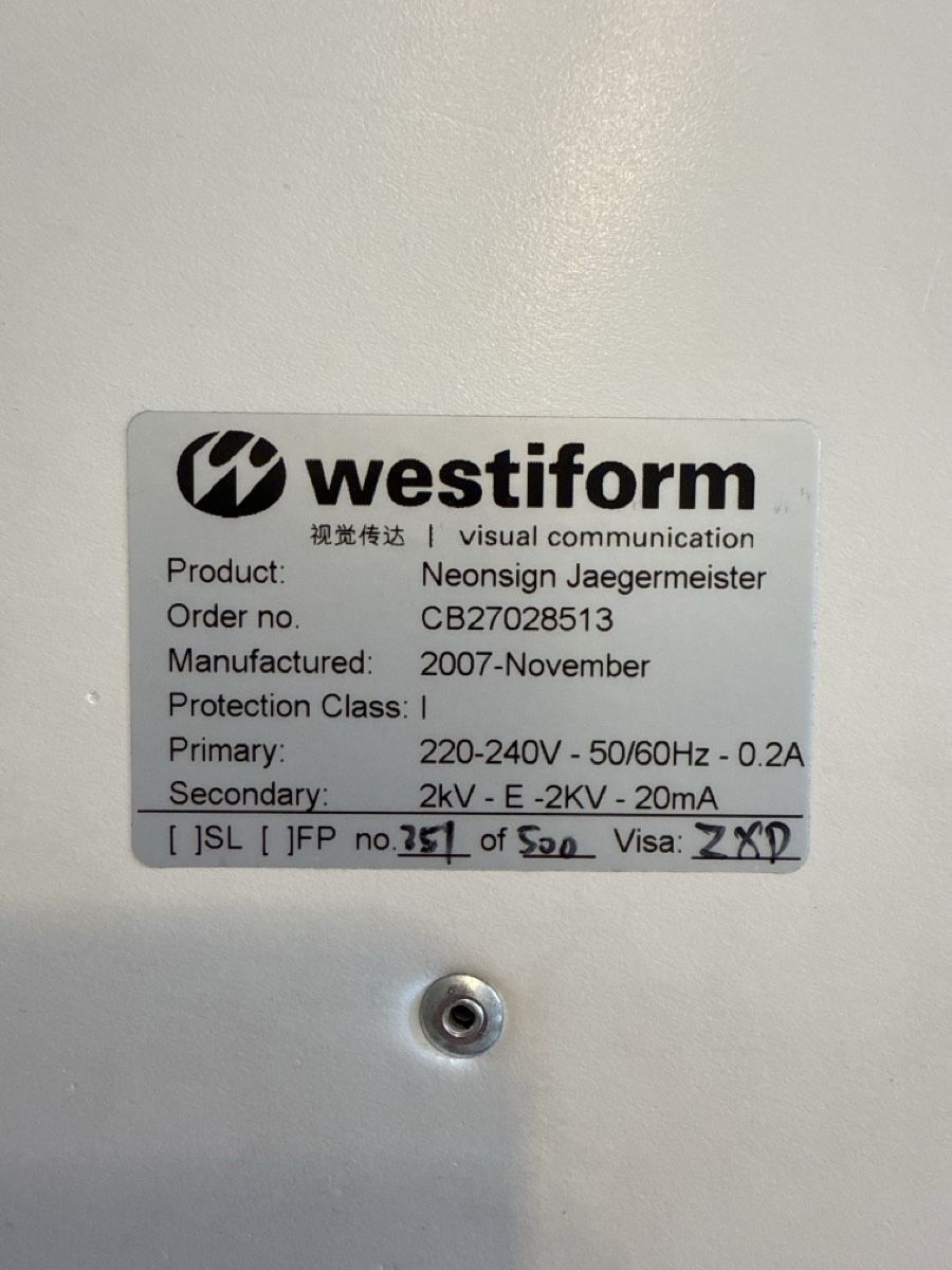 Lampade: Neonsign Jägermeister Westiform Durchmesser 50cm 2007 – Usato da Pfäffikon ZH venduto da Fruchtsaft 5