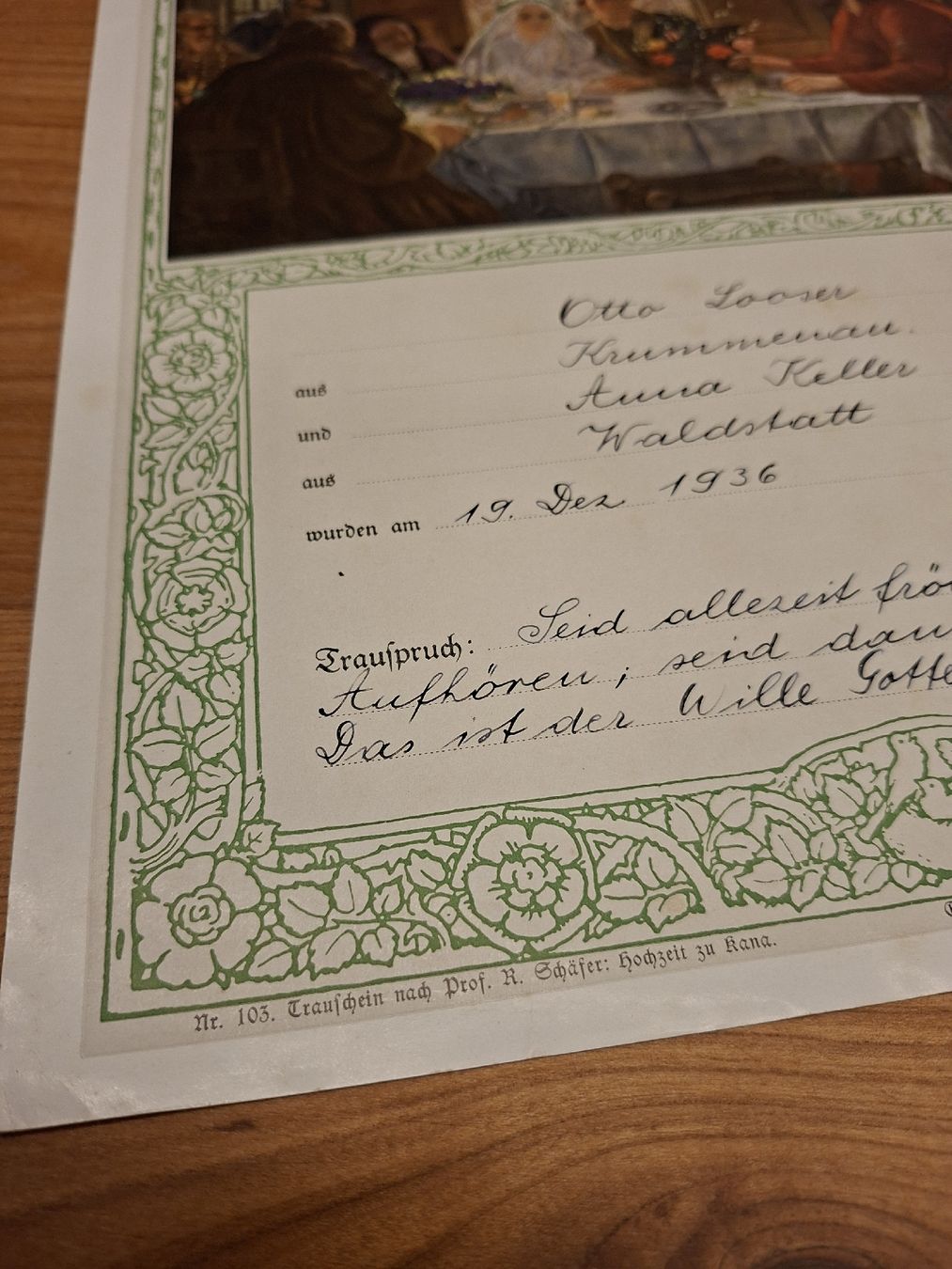 Documenti: Trauschein 1936 – Usato da Ganterschwil venduto da HeidiuPeter 2