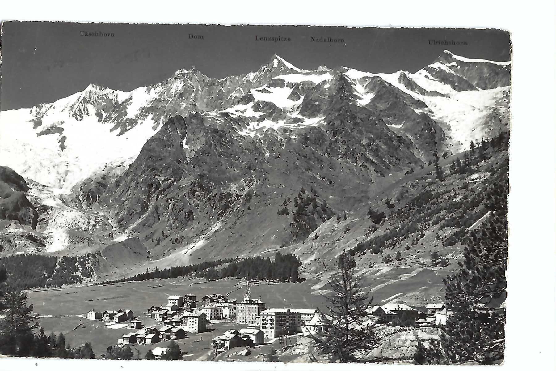 Ansichtskarten: Saas-Fee mit Feegletscher u Hohbalengletscher 1962 – Gebraucht aus Thun von 44wart