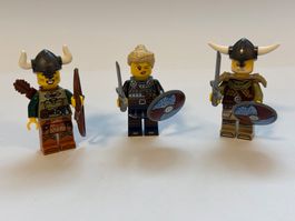 LEGO 3x Wikinger mit Schild, Bogen & Schwert NEU