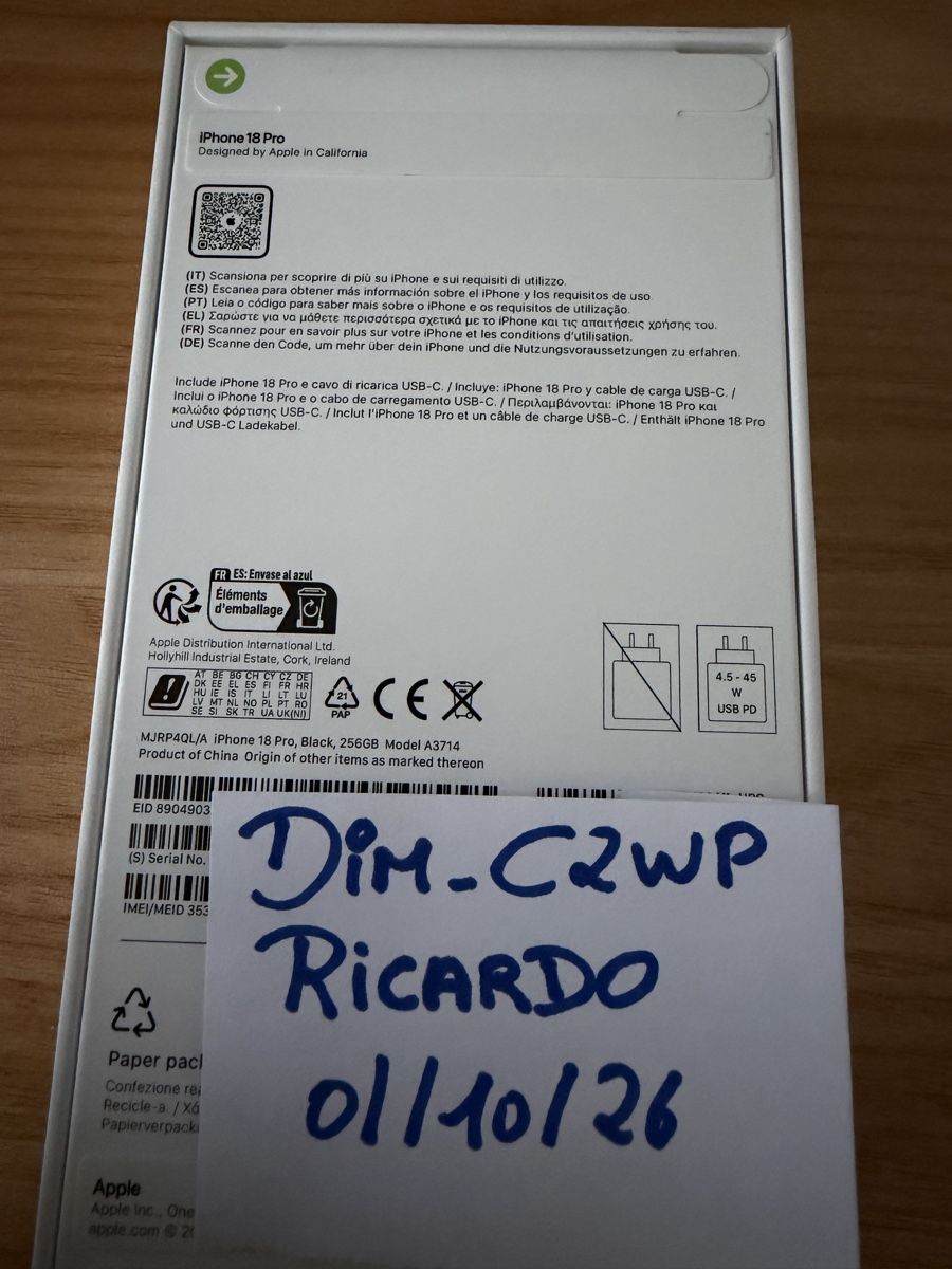 Apple Telefoni cellulari / Smartphones: IPHONE 18 PRO Black 256GB neuf  – Nuovo e nell'imballaggio originale da Lutry venduto da dim_c2wp 4