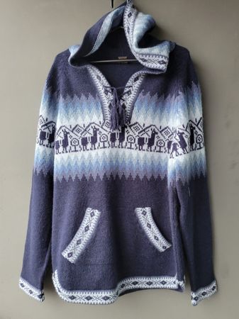 wunderschöner blauer Alpaka Pullover Gr. M/L, NEU!!!