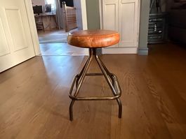 Barhocker Leder braun Metall gute Zustand