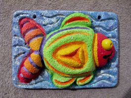 Fisch B) Ytong Porenbeton Bild Figur Skulptur Plastik Relief