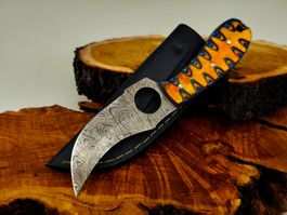Geprüft! 1A Knife Faltenstahl DAMASCUS Damast Jagd Messer