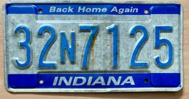 US Nummernschild Indiana 32N7125