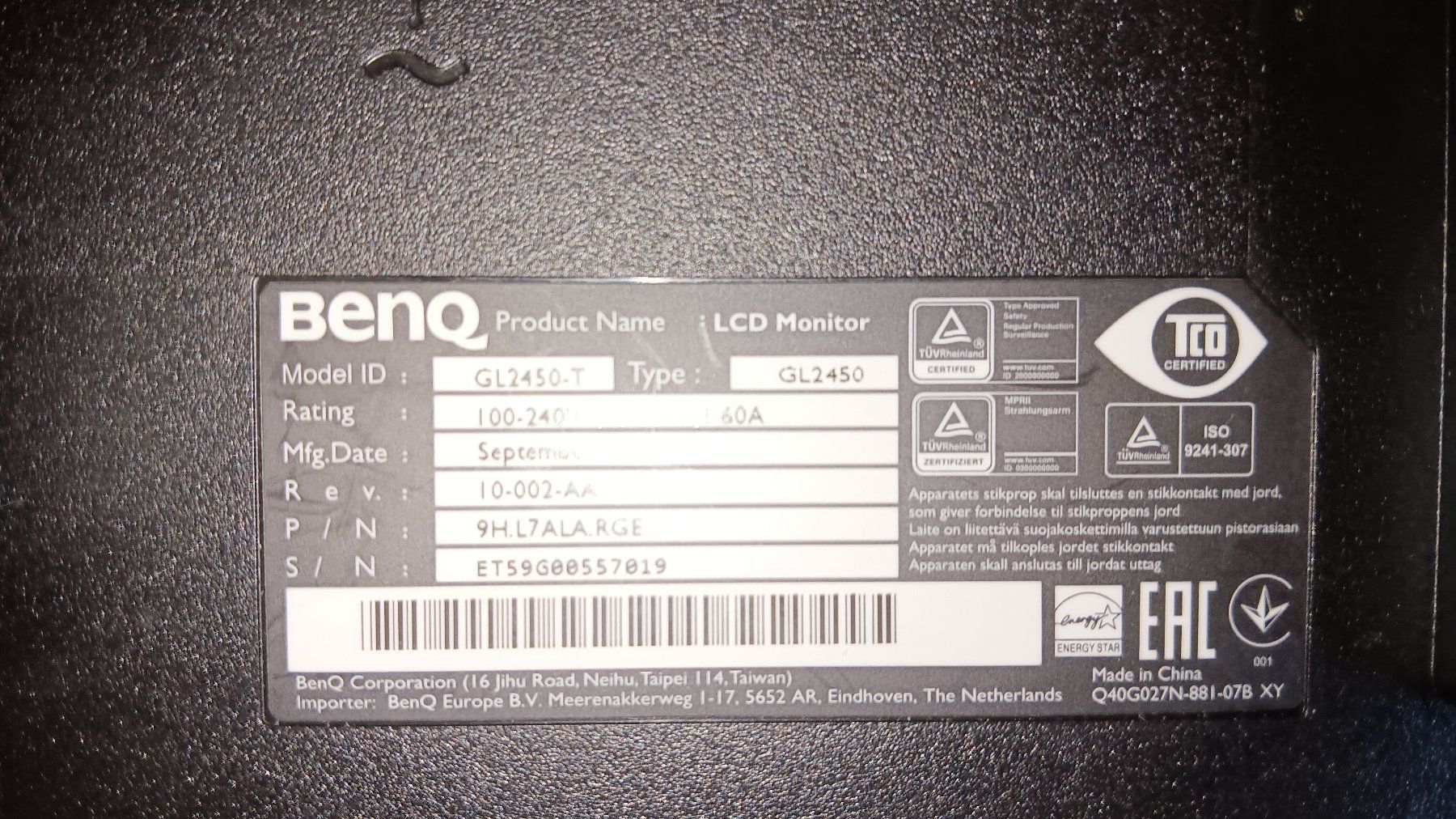 Monitor: BENQ Senseye3 LED GL2450T – Usato da Sempach - Station venduto da mosquito01 3