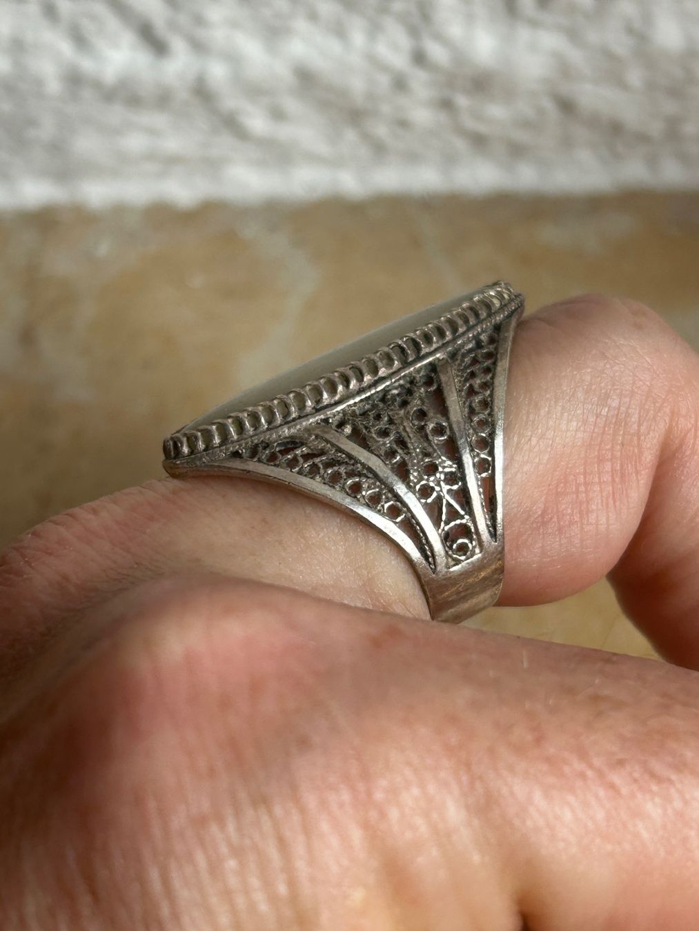 Anelli: Vintage Ring mit Mondstein, 925er Silber, filigran – Usato da Basel venduto da bellespirit 2