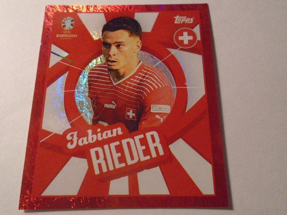 1 TOPPS EM 24 Fusball Bildli PTW SUI FABIAN RIEDER ROTER RAN (Gebraucht ...