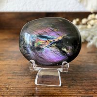 ✲ Lila Labradorit Handschmeichler ✲ 69g /50mm Palm Stone