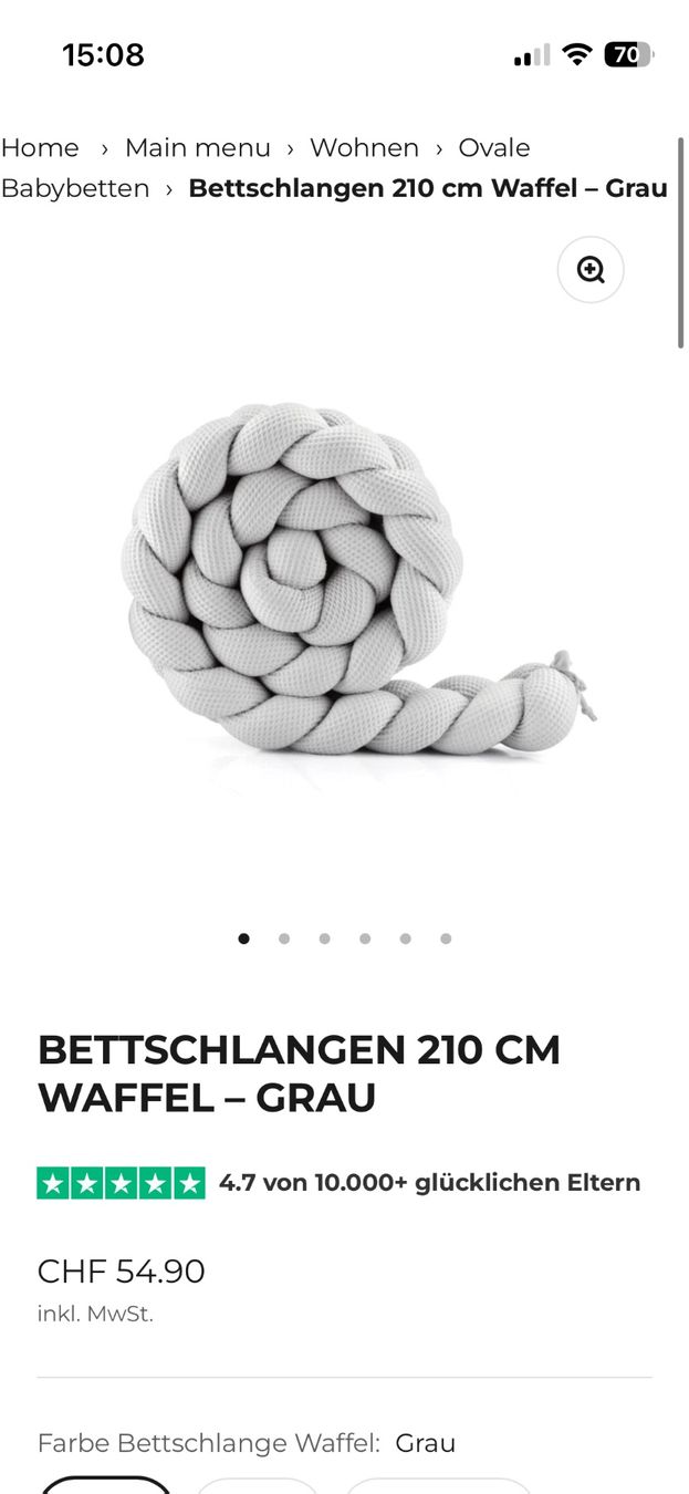 Kissen: Bettschlange 210cm Waffel – Grau – Neu (gemäss Beschreibung) aus Zürich von arbxhe 4
