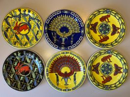 6 Bopla! Langenthal Untertassen 15 cm gebraucht bunt - Los 5