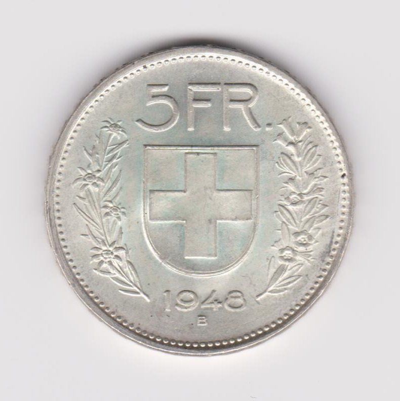 Tutti le monete: Schweiz 5 Franken 1948 Bern Alphirte – Usato da WilSG venduto da Wil10