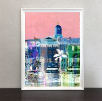 St. Tropez Urban Pop Art Kunst Modern Art Bild Palmte Hafen