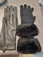 Damen Kunstleder Handschuhe gr.M  mit gratis Strick Handschu