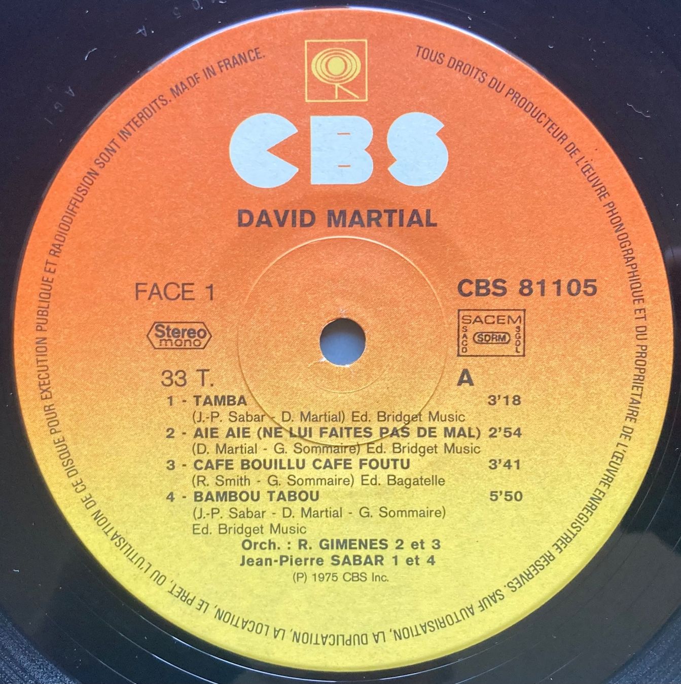 Schallplatten: DAVID MARTIAL - TAMBA – Gebraucht aus Poliez-Pittet von Newtown-Records 2